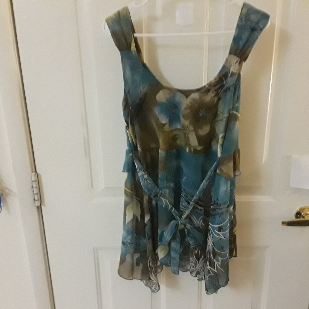 Summer Blouse - Blue & Brown